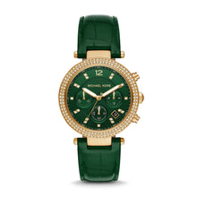Load image into Gallery viewer, Michael Kors Parker Chronograph Green Leather Watch MK6985
