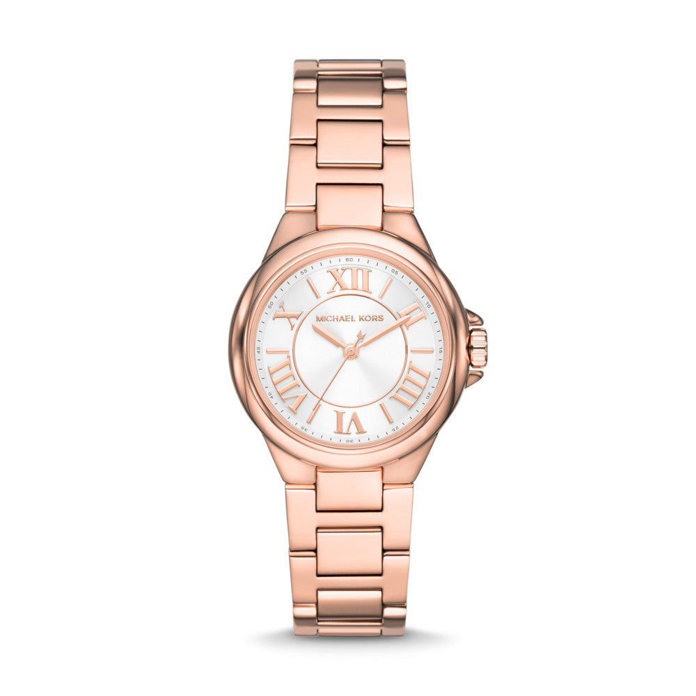 Michael Kors Camille Three-Hand Rose Gold-Tone Stainless Steel Watch MK7256