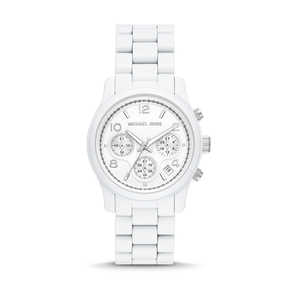 Michael Kors Runway Chronograph White-Coated Stainless Steel Watch MK7331