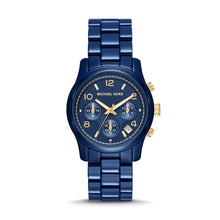 Load image into Gallery viewer, Michael Kors Runway Chronograph Navy-Coated Stainless Steel Watch MK7332
