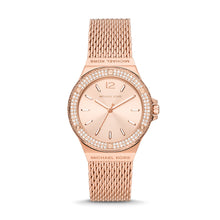 Load image into Gallery viewer, Michael Kors Lennox Three-Hand Rose Gold-Tone Stainless Steel Mesh Watch MK7336
