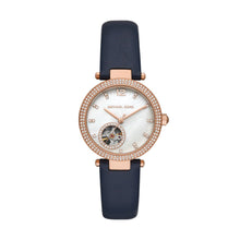 Load image into Gallery viewer, Michael Kors Parker Automatic Navy Leather Watch MK9048
