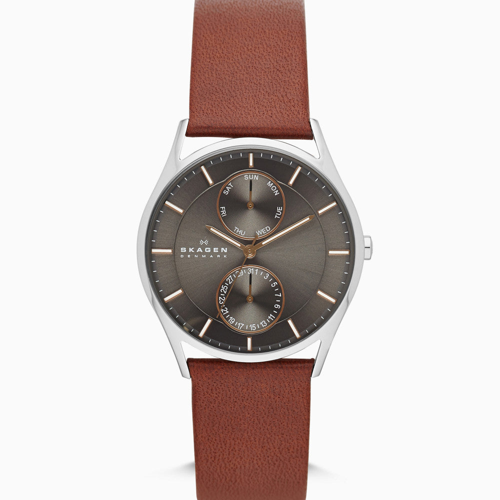 Skagen Holst Brown Leather Multifunction Watch SKW6086