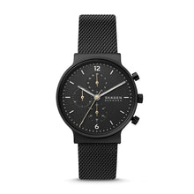 Load image into Gallery viewer, Skagen Ancher Chronograph Midnight Stainless Steel Mesh Watch SKW6762
