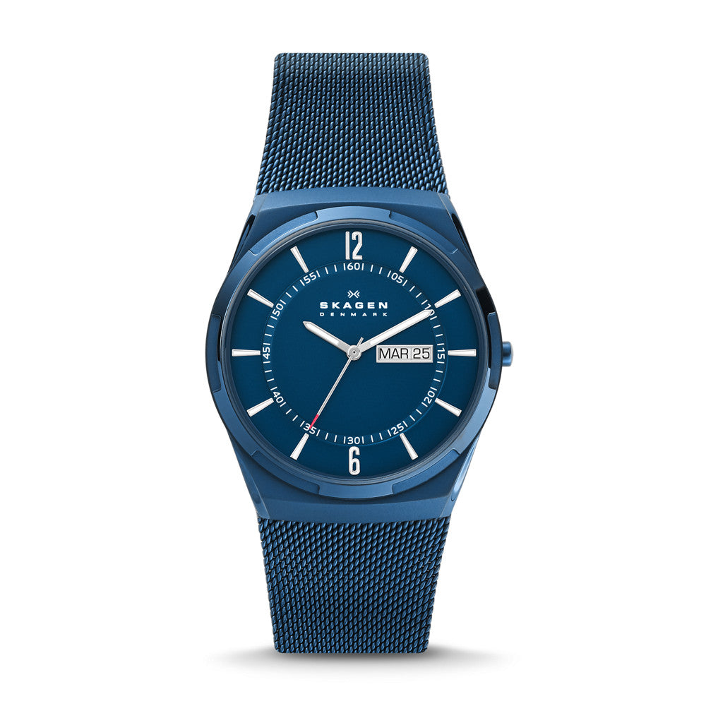 Skagen Melbye Three-Hand Day-Date Ocean Blue Stainless Steel Mesh Watch SKW6788