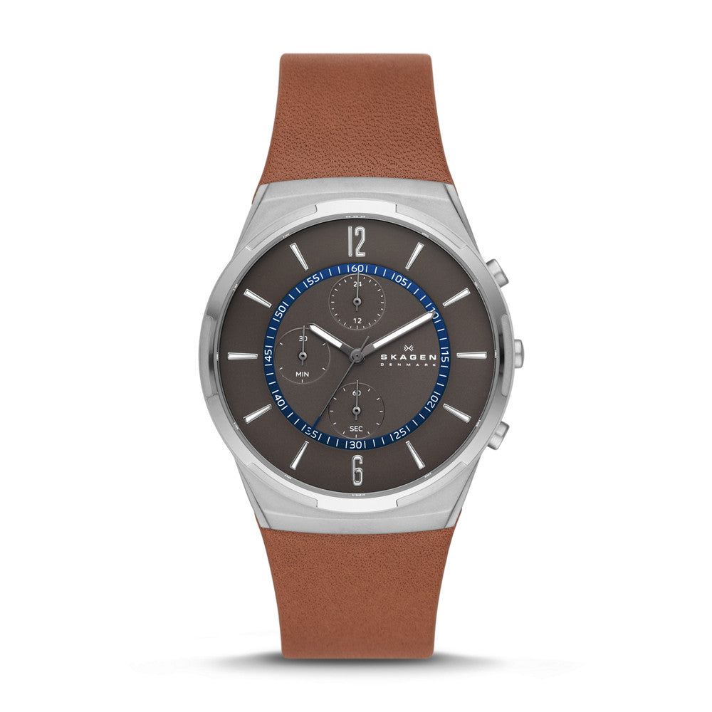 Skagen Melbye Chronograph Three-Hand Medium Brown Leather Watch SKW6805