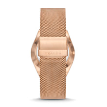 Load image into Gallery viewer, Skagen Grenen Three-Hand Date Rose Gold Stainless Steel Mesh Watch SKW6818

