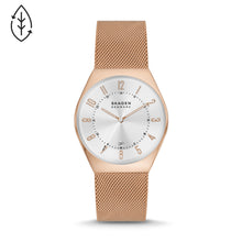 Load image into Gallery viewer, Skagen Grenen Three-Hand Date Rose Gold Stainless Steel Mesh Watch SKW6818
