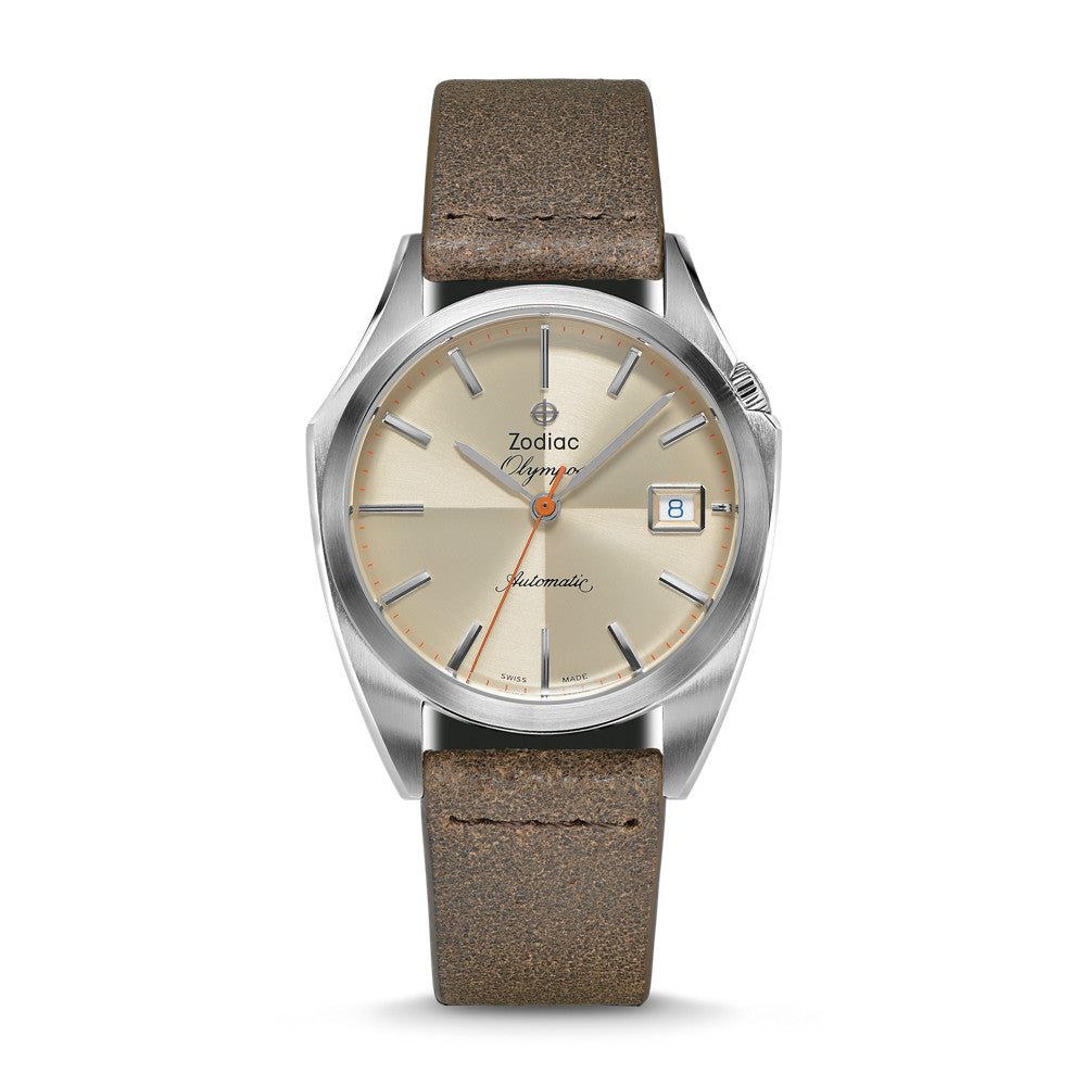 Zodiac Olympos Automatic Brown Leather Watch ZO9702